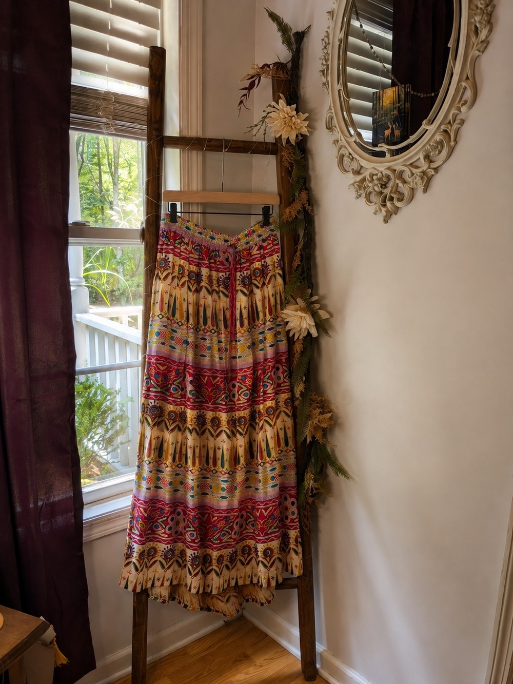 Boho Printed Maxi Skirt Vibrant Boho Gypsy Festival